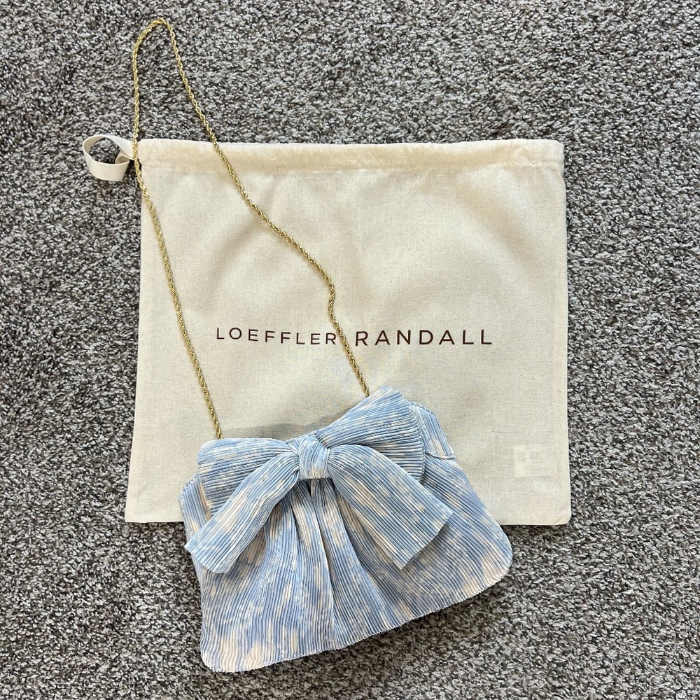 Loeffler Randall Rayne Blue Floral Bow Clutch —perfect bridal purse! Like New - Picture 5 of 5